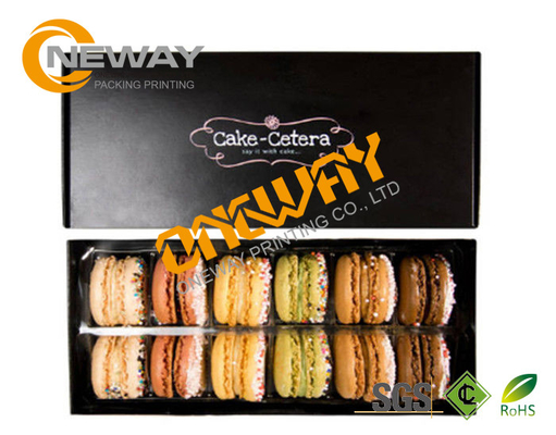 Custom Food Macaron Packaging Boxes Black Kraft Paepr /  F Flute
