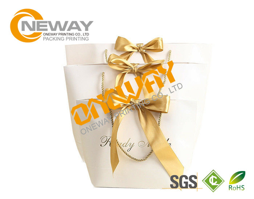 White Fashion Design Stand Up Shopping Paper Packaging Bags With Handles