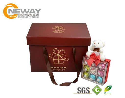 Custom Gift  Food Boxes , Deluxe Customized Artpaper Handle Cake Box With PVC Window