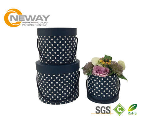 Luxury Cardboard Carton Paper Round Flower Box With Glossy / Matt Lamination Printing
