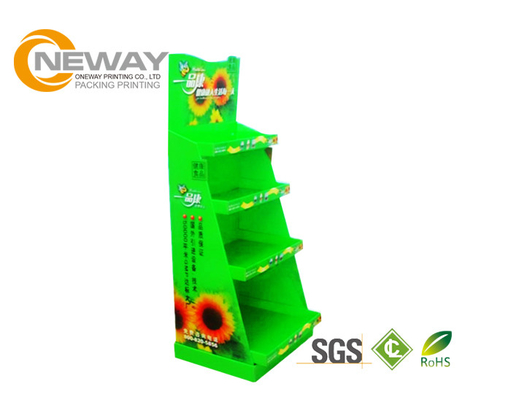 Cardboard Pop Up Display Stands ,  Floor Standing Pos Cardboard Display Stand With 5Shelves Screen printing