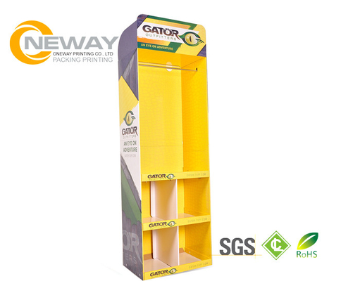 Cardboard Display Stands , Floor Standing Pos Display Stand With 5 Shelves Screen Printing