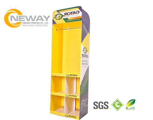 Cardboard Display Stands , Floor Standing Pos Display Stand With 5 Shelves Screen Printing