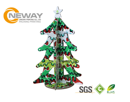 Christmas Tree Point Cardboard Pop Up Display Stands For Tabletop T-Shirt