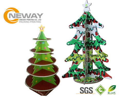 Christmas Tree Point Cardboard Pop Up Display Stands For Tabletop T-Shirt
