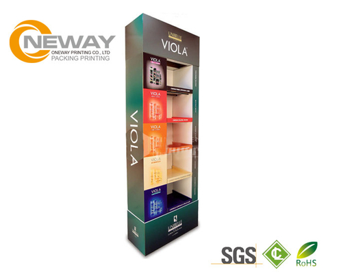 Purple Vanishing Cardboard Display Stands 4C Offest Printing For Promotion Shampoo