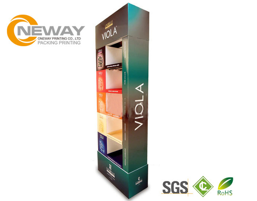 Purple Vanishing Cardboard Display Stands 4C Offest Printing For Promotion Shampoo