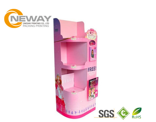 Pop Up Recycled Cardboard Display Stands Trapezoid Varnishing / Glossy