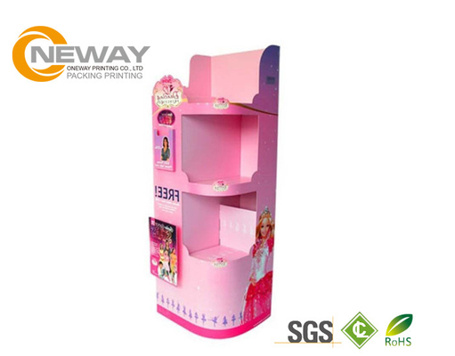 Pop Up Recycled Cardboard Display Stands Trapezoid Varnishing / Glossy