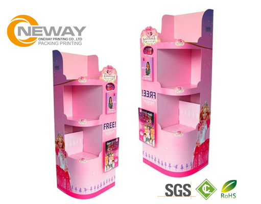 Pop Up Recycled Cardboard Display Stands Trapezoid Varnishing / Glossy