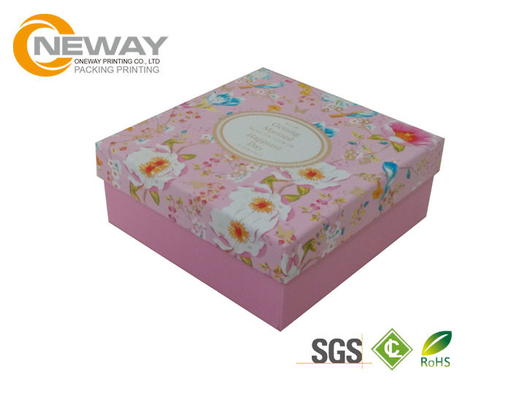 Custom Square Large Floral Gift Box With White Square Lids For Birthday