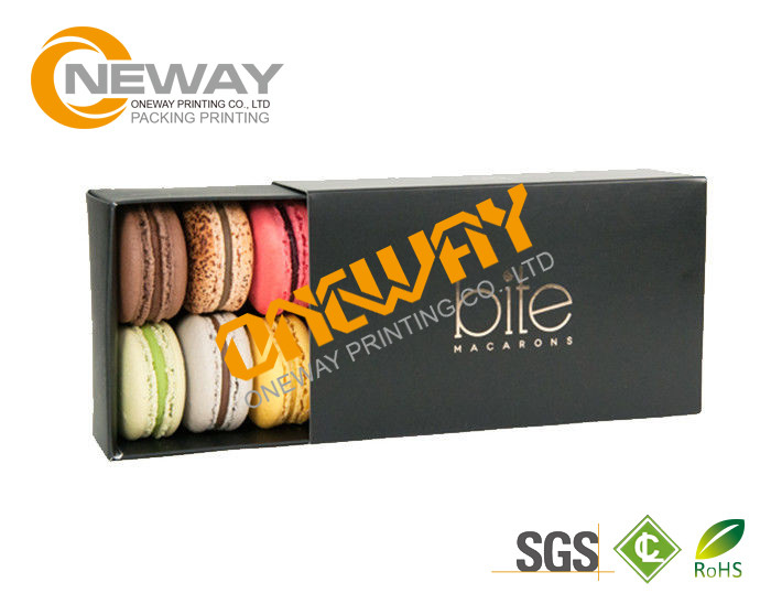 Custom Food Macaron Packaging Boxes Black Kraft Paepr /  F Flute